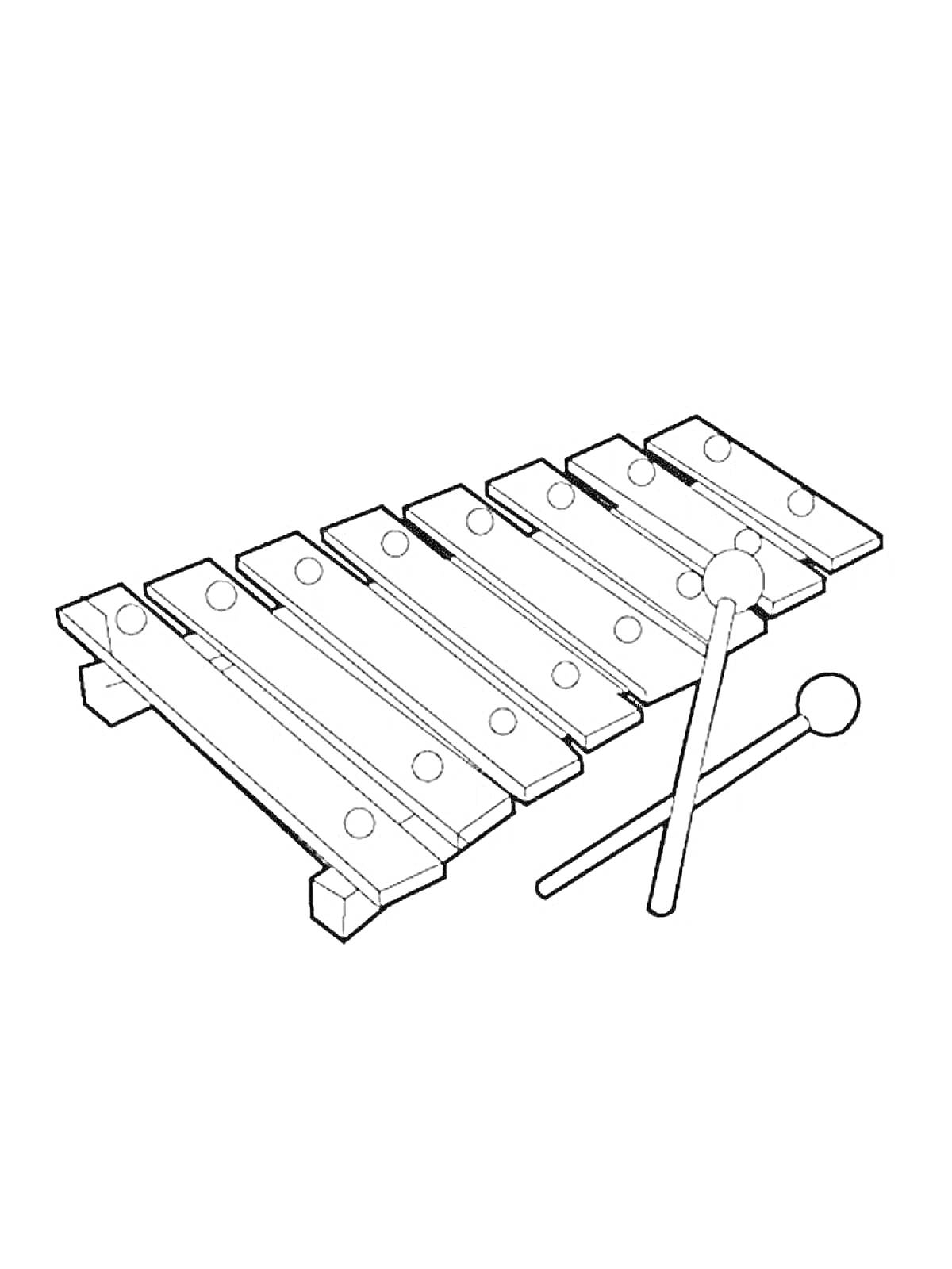 Раскраска Ксилофон с палочками