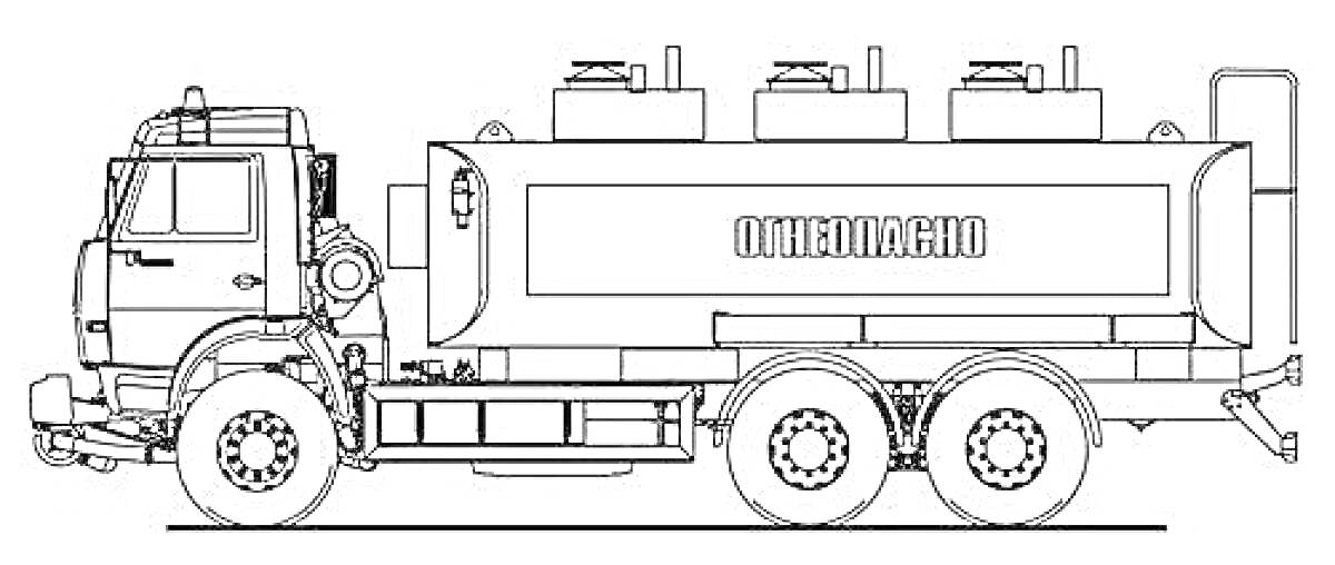 Раскраска бензовоз с цистерной и надписью 