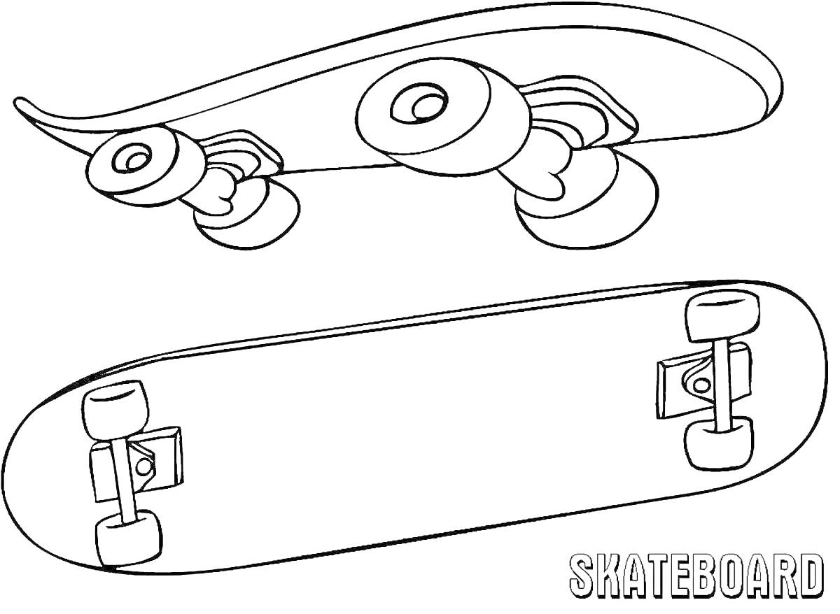 Раскраска Раскраска с видом на два скейтборда