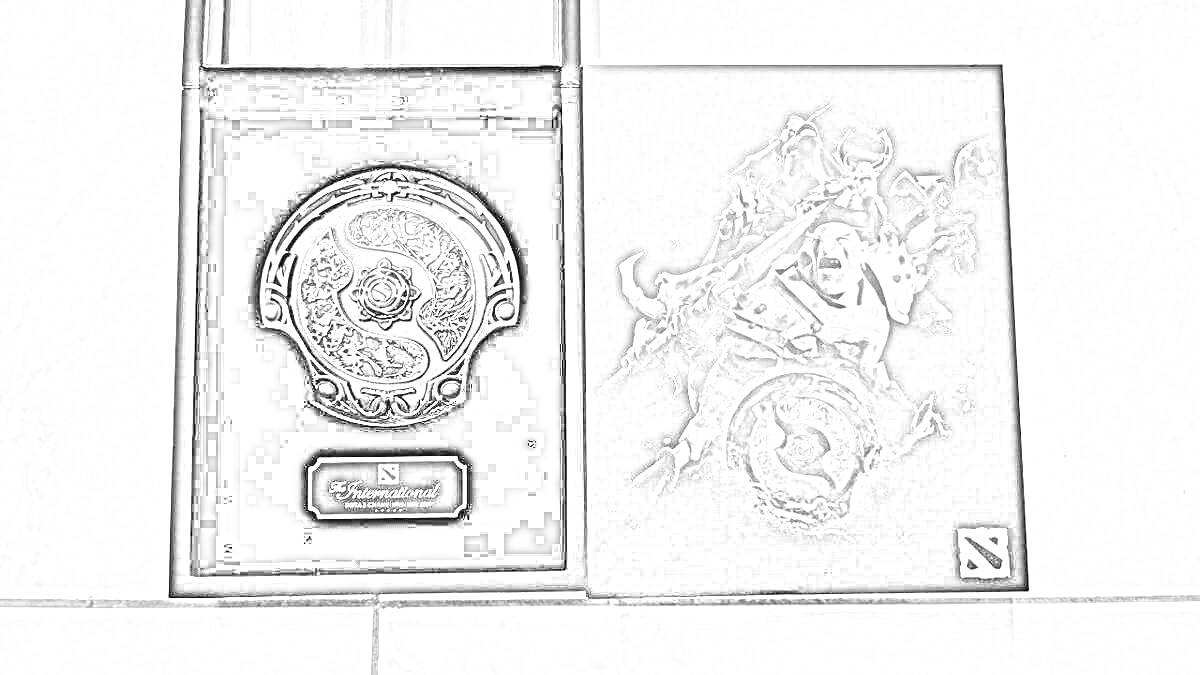 Раскраска Медальон и геймпад с изображениями игроков и планеты
