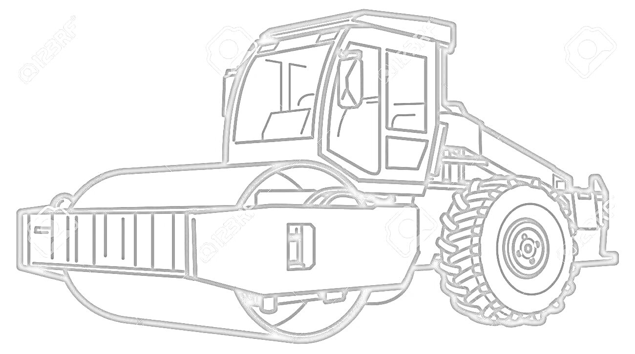 Раскраска Каток с кабиной и большими колёсами