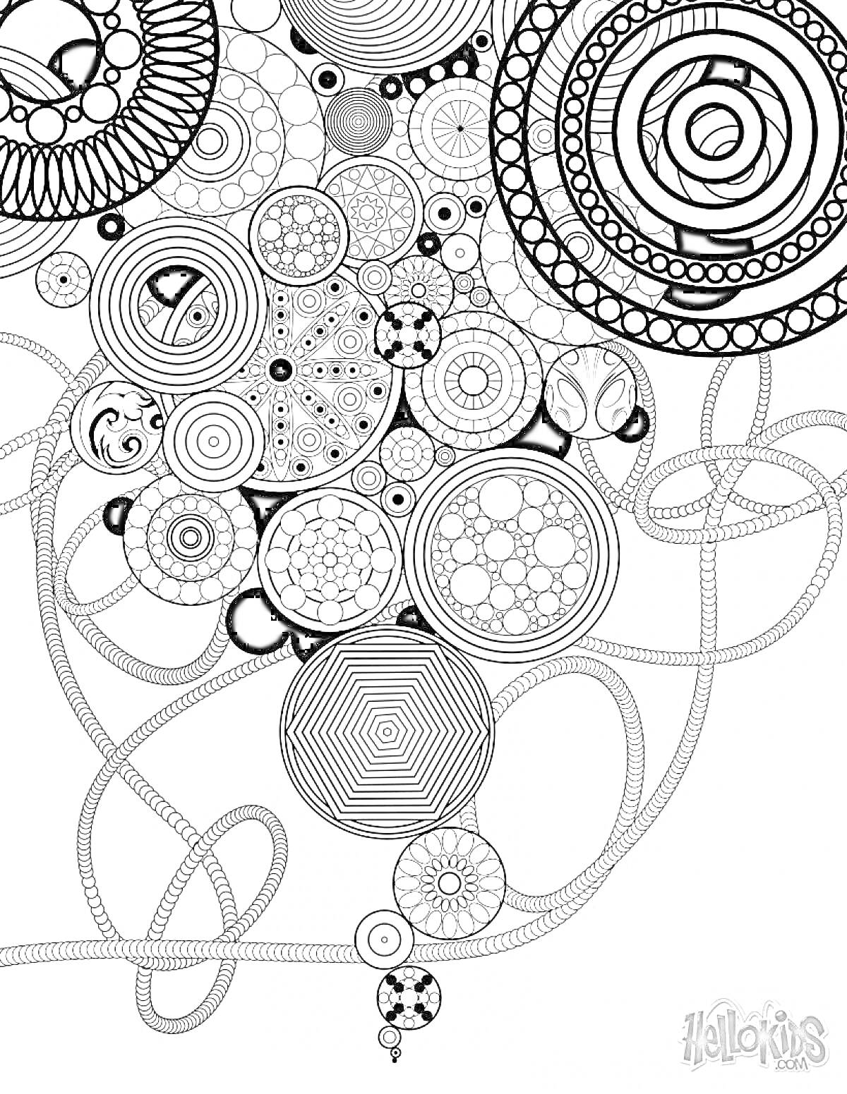 Раскраска Антистресс раскраска с кругами и завитками