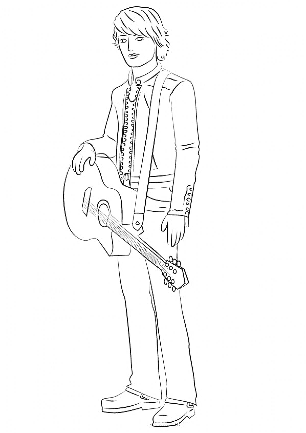 Раскраска Кен с гитарой в руке