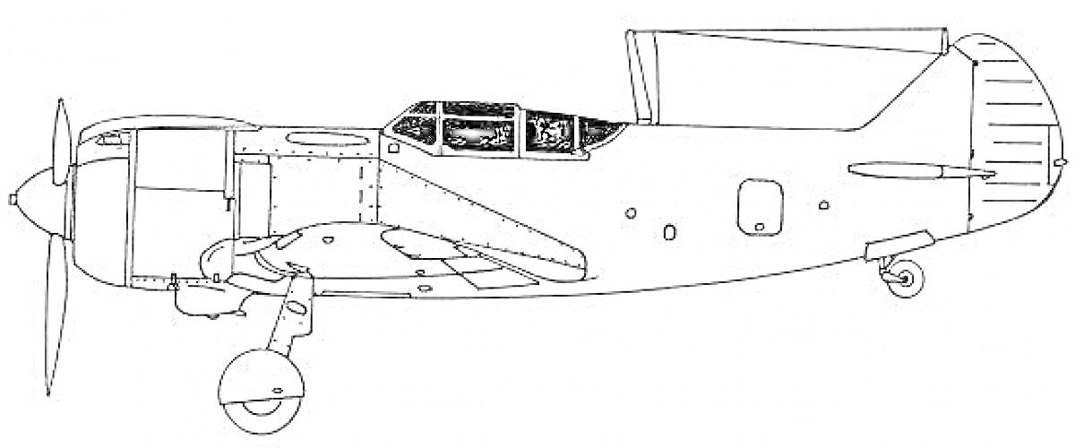 На раскраске изображено: Ла-5ФН, Авиация, Шасси, Винт
