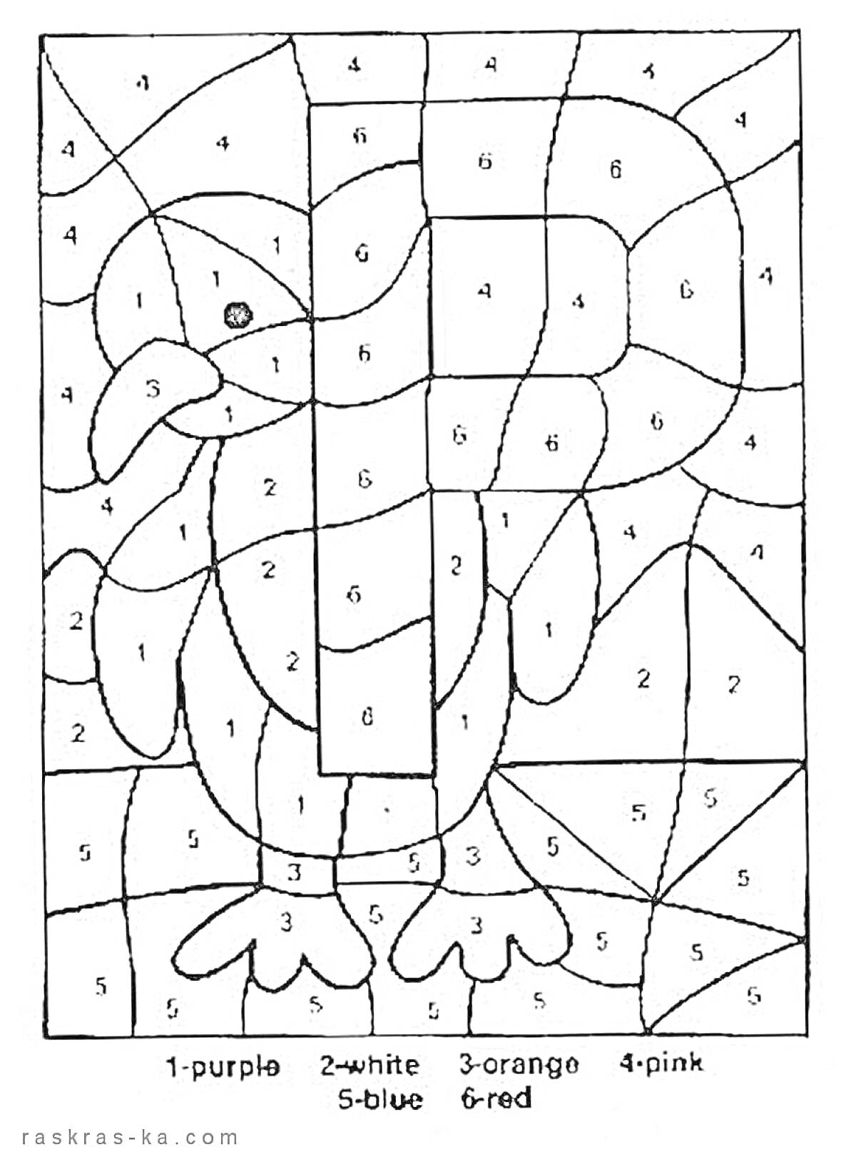 Раскраска Раскраска по номерам с изображением пингвина