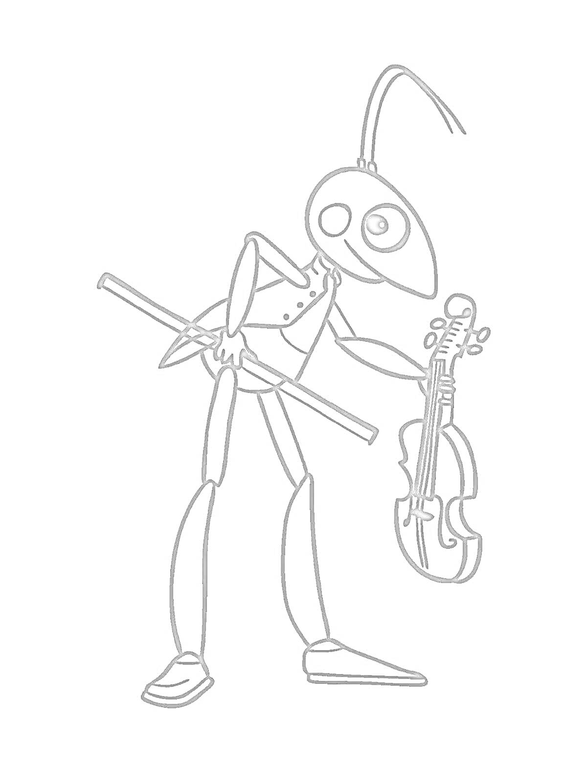 Раскраска Кузнечик с виолончелью