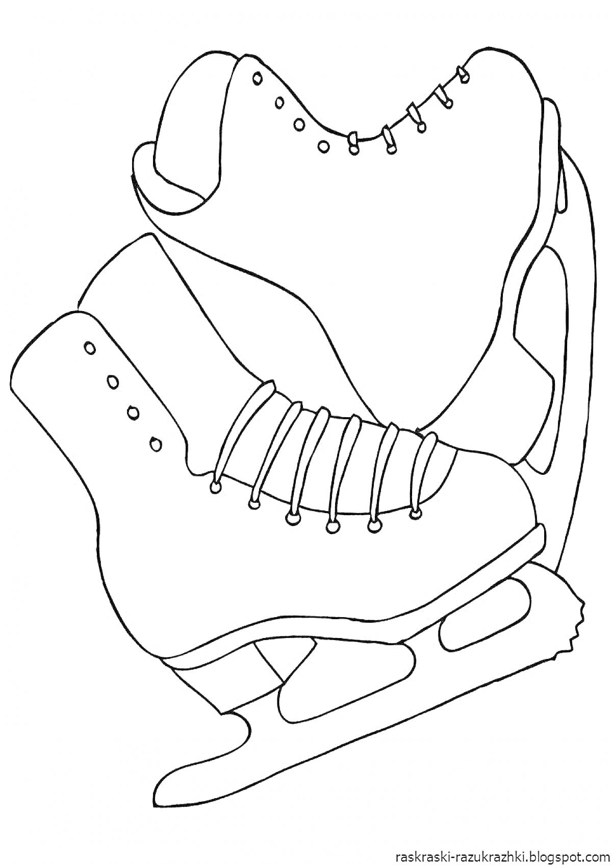Раскраска Коньки с шнуровкой на лезвиях
