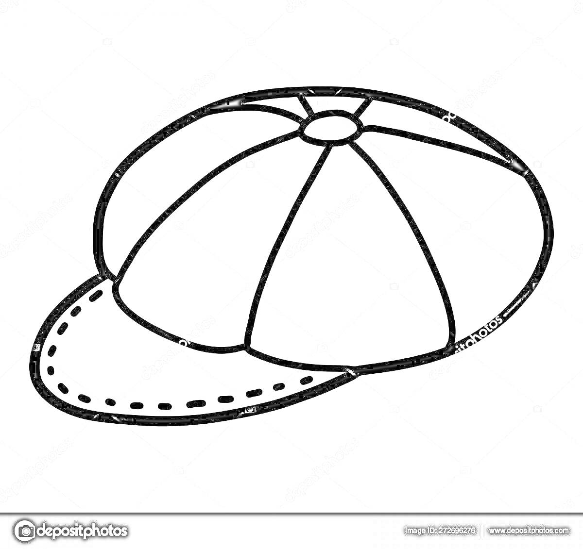 Раскраска детская кепка с кружком и полосками на верхушке