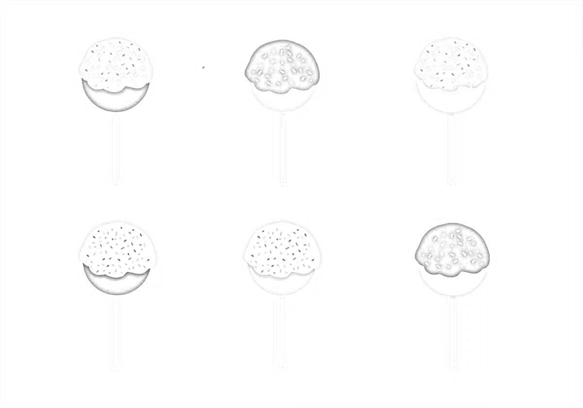 На раскраске изображено: Кейк попс, Палочка, Сладости, Посыпка, Кондитерские изделия, Еда