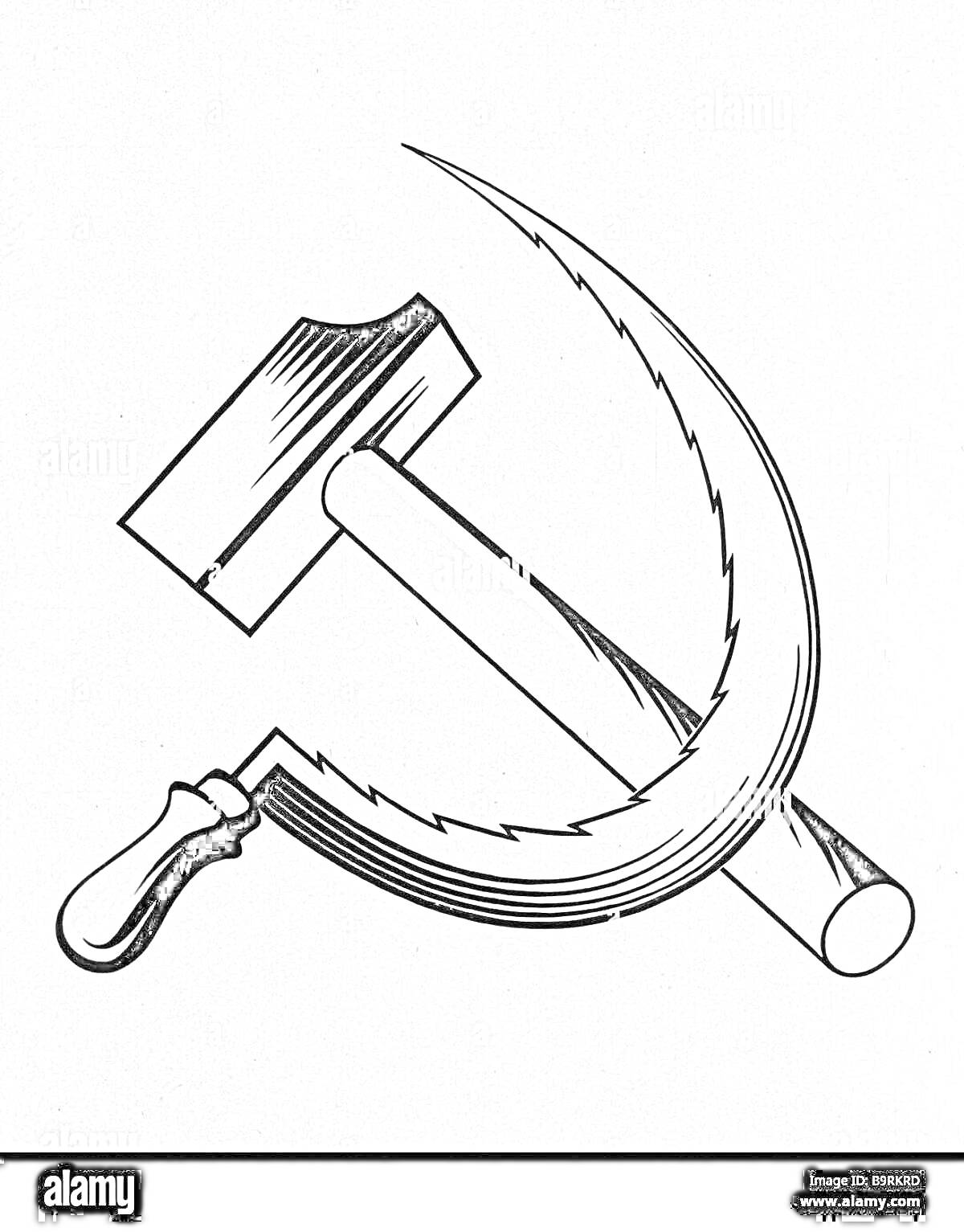 На раскраске изображено: Серп, Молот, Коммунизм, Социализм, Иллюстрация, Инструмент, Графика
