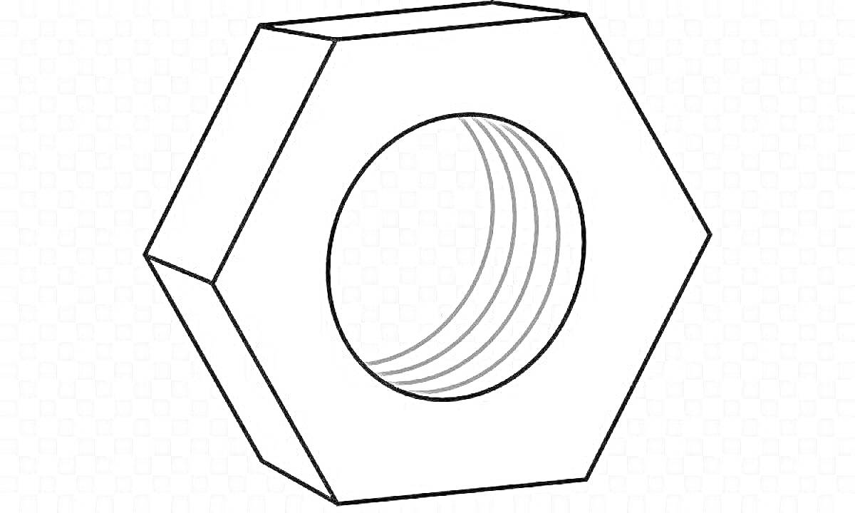 Раскраска Шестигранная гайка с внутренней резьбой