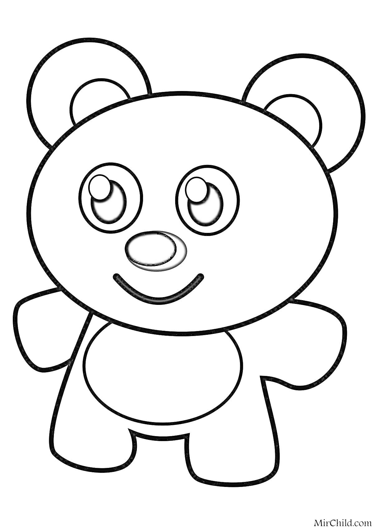Раскраска Счастливый медвежонок с большими глазами