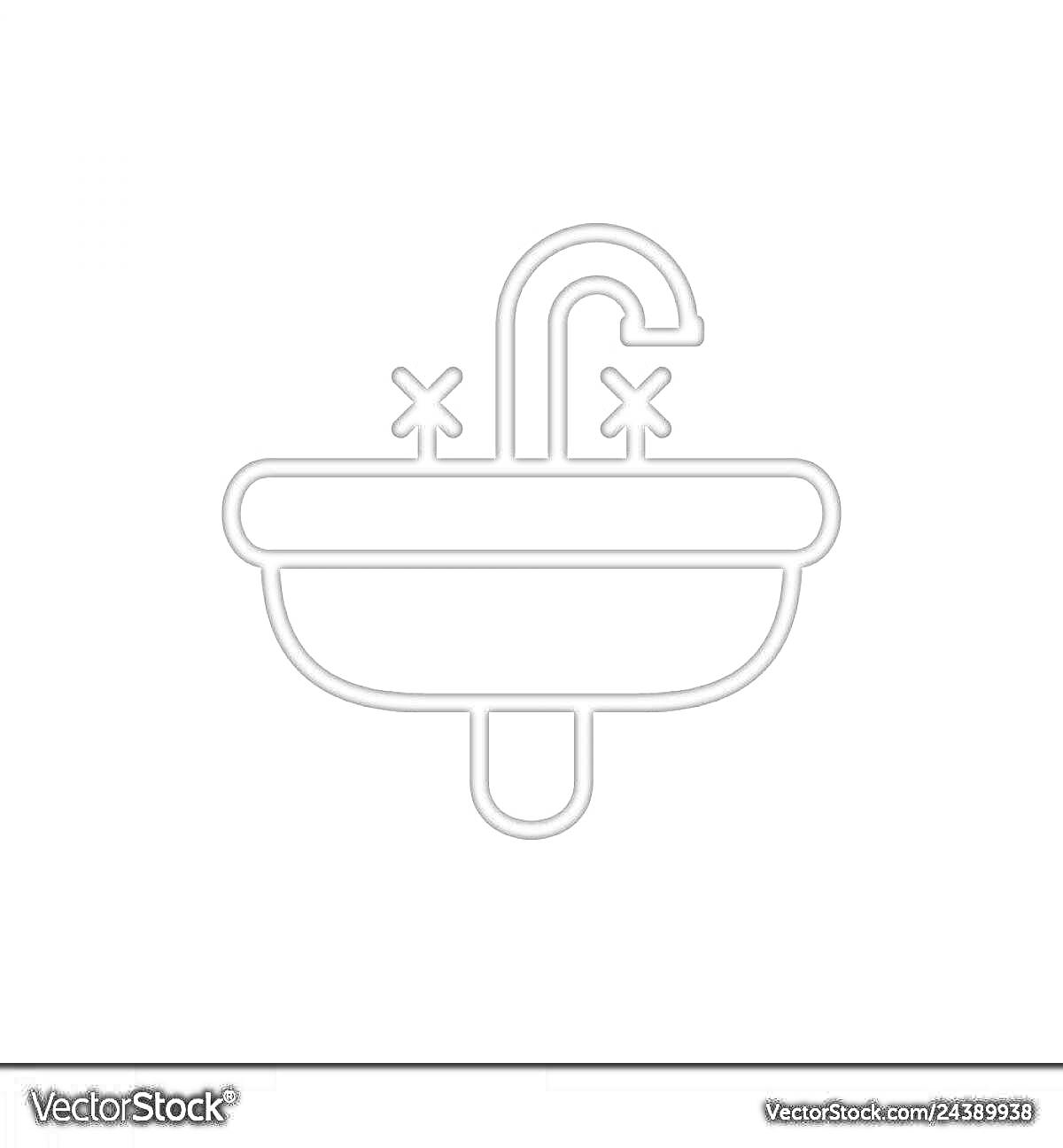 Раскраска Умывальник с двумя кранами и изливом