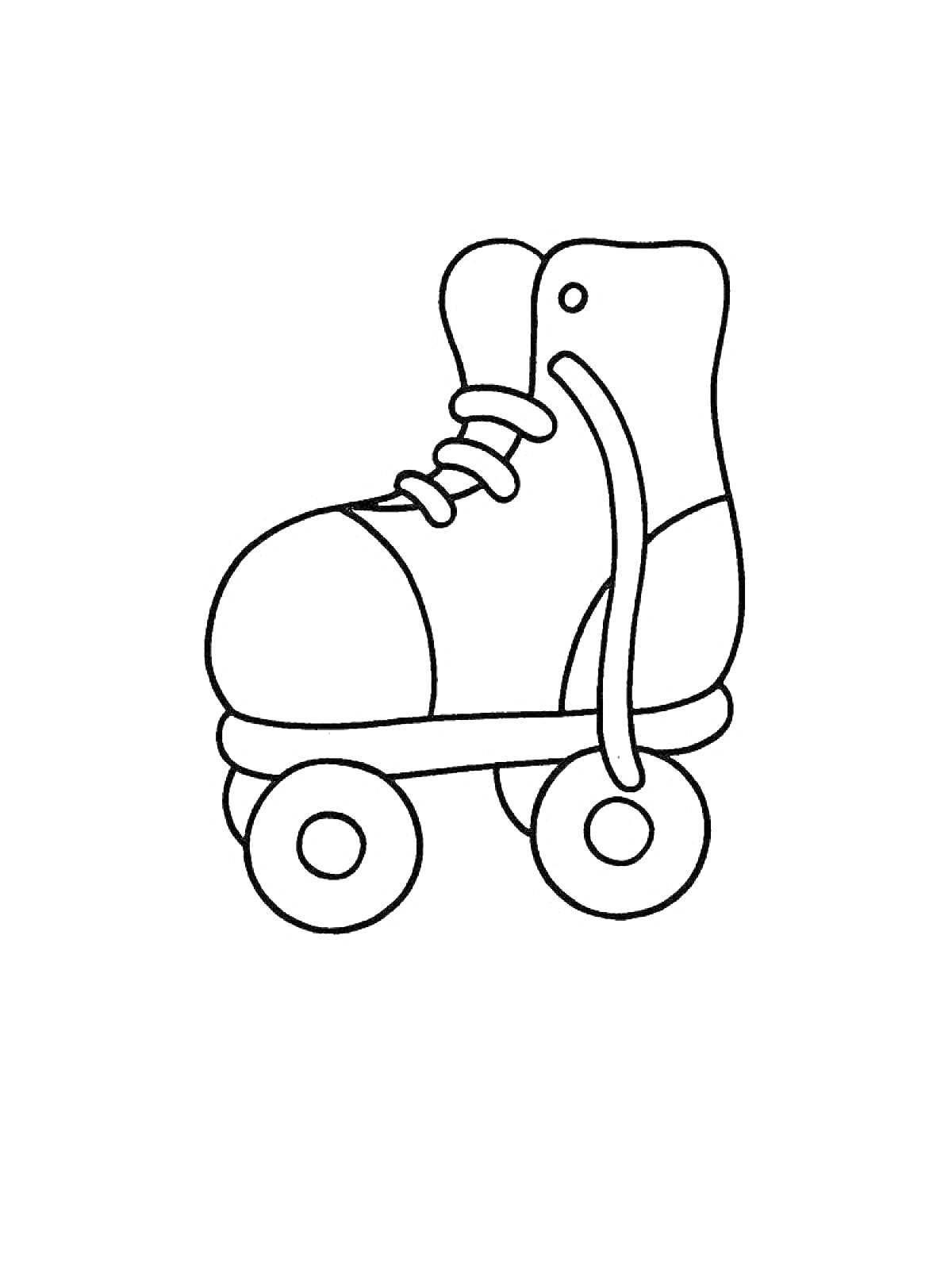 Раскраска Роликовый конёк с шнурками и четырьмя колёсами