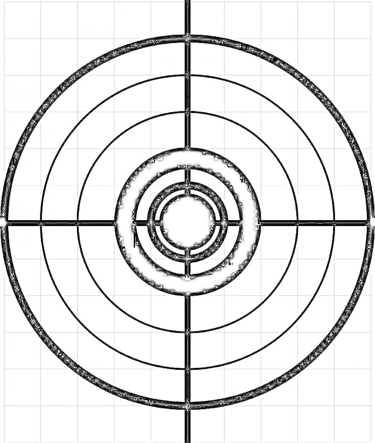 Раскраска Концентрическая мишень с линиями сетки и перекрестьем