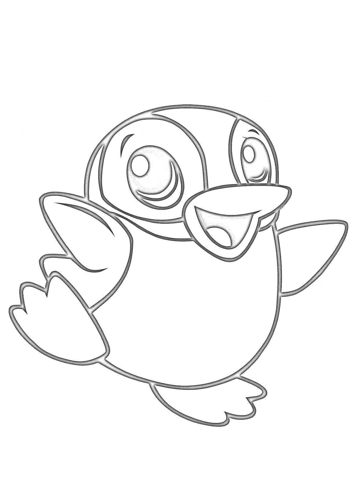 На раскраске изображено: Животные, Птица, Большие глаза, Крылья