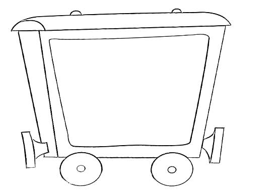 Раскраска Вагончик с окнами и колесами