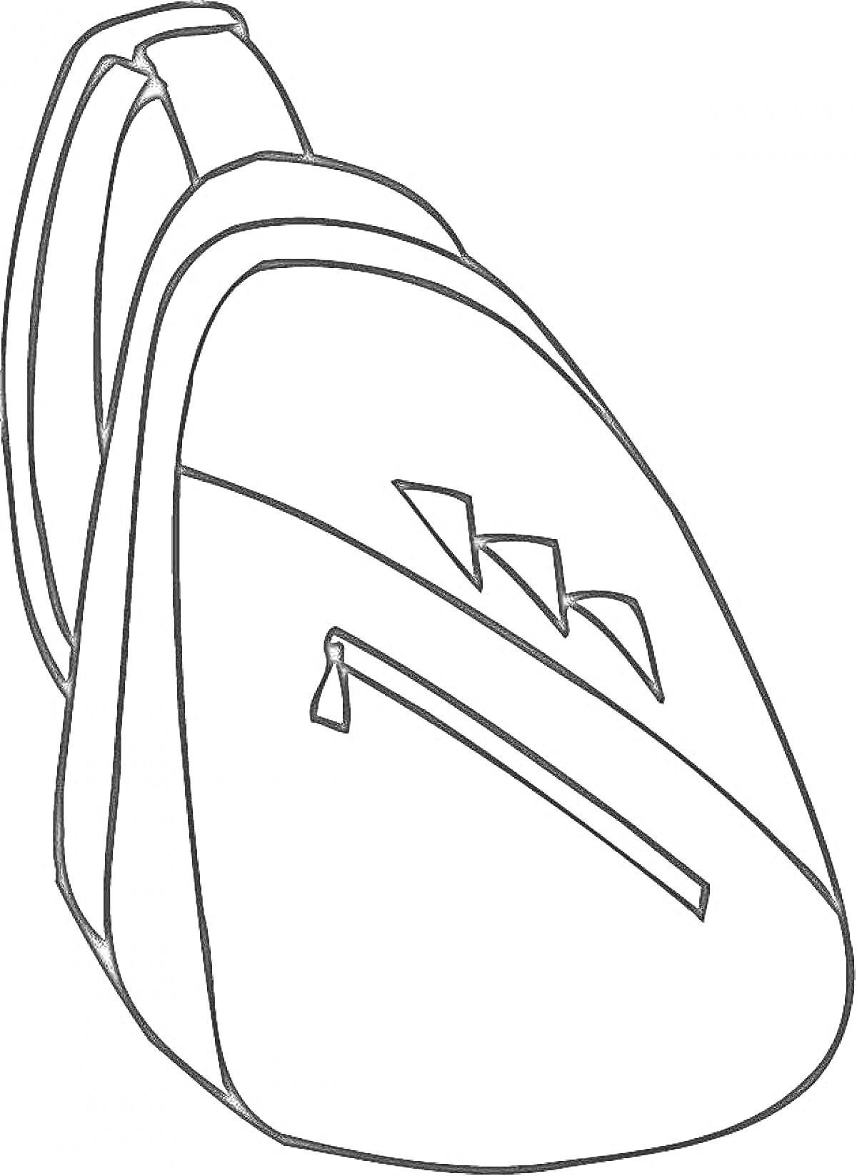Раскраска Рюкзак с молнией и треугольными элементами