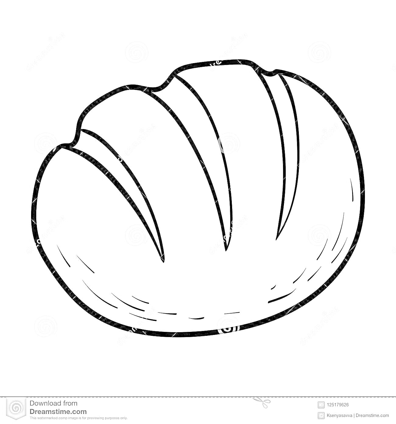 Раскраска Рисунок булки с тремя надрезами