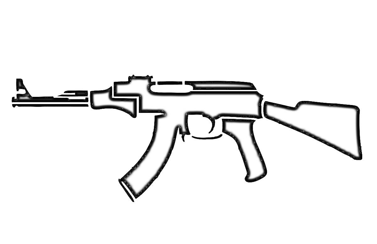 Раскраска Силуэт автоматической винтовки АКМ