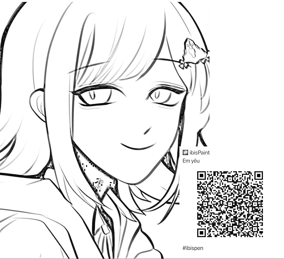 На раскраске изображено: Заколка, Бабочка, Волосы, Краски, Арт, Лицо