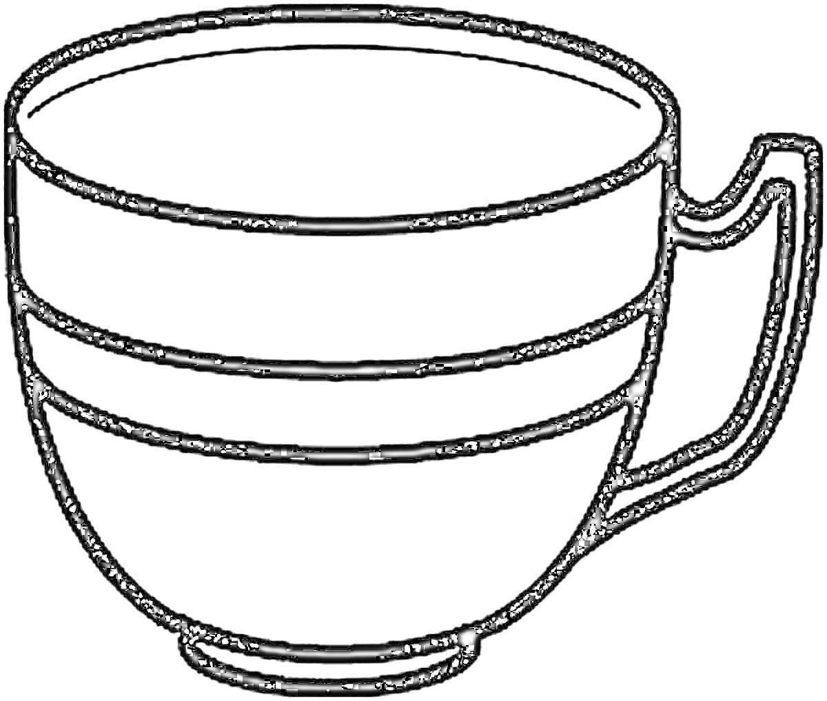Раскраска Чашка с горизонтальными полосами и ручкой