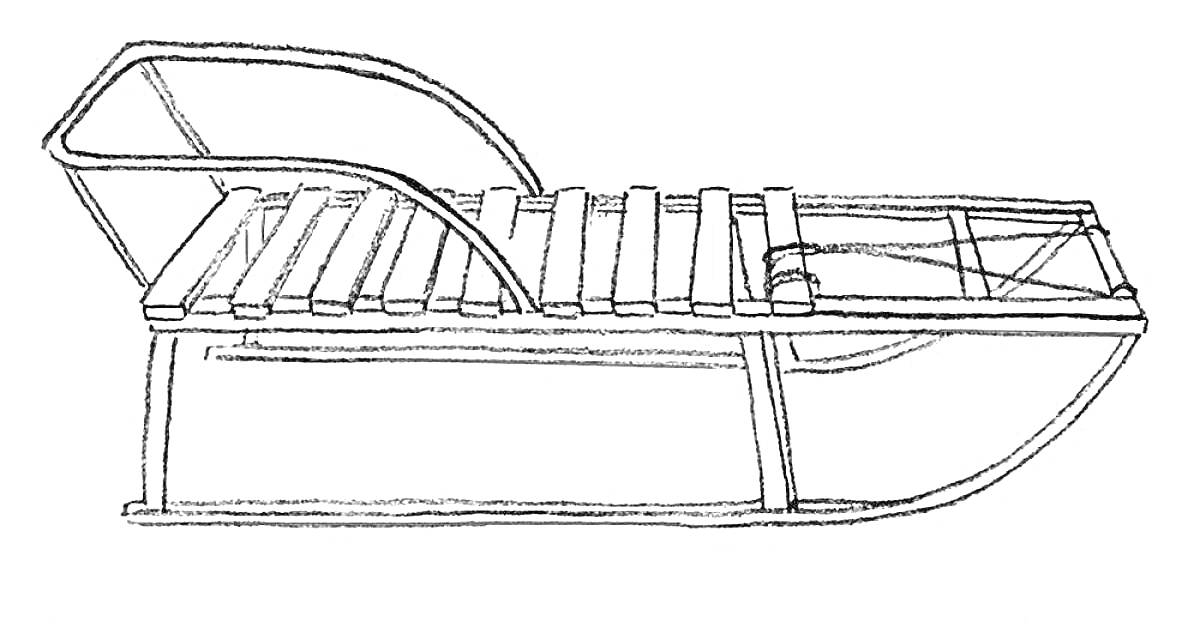 Раскраска Санки с деревянными планками и металлическими полозьями