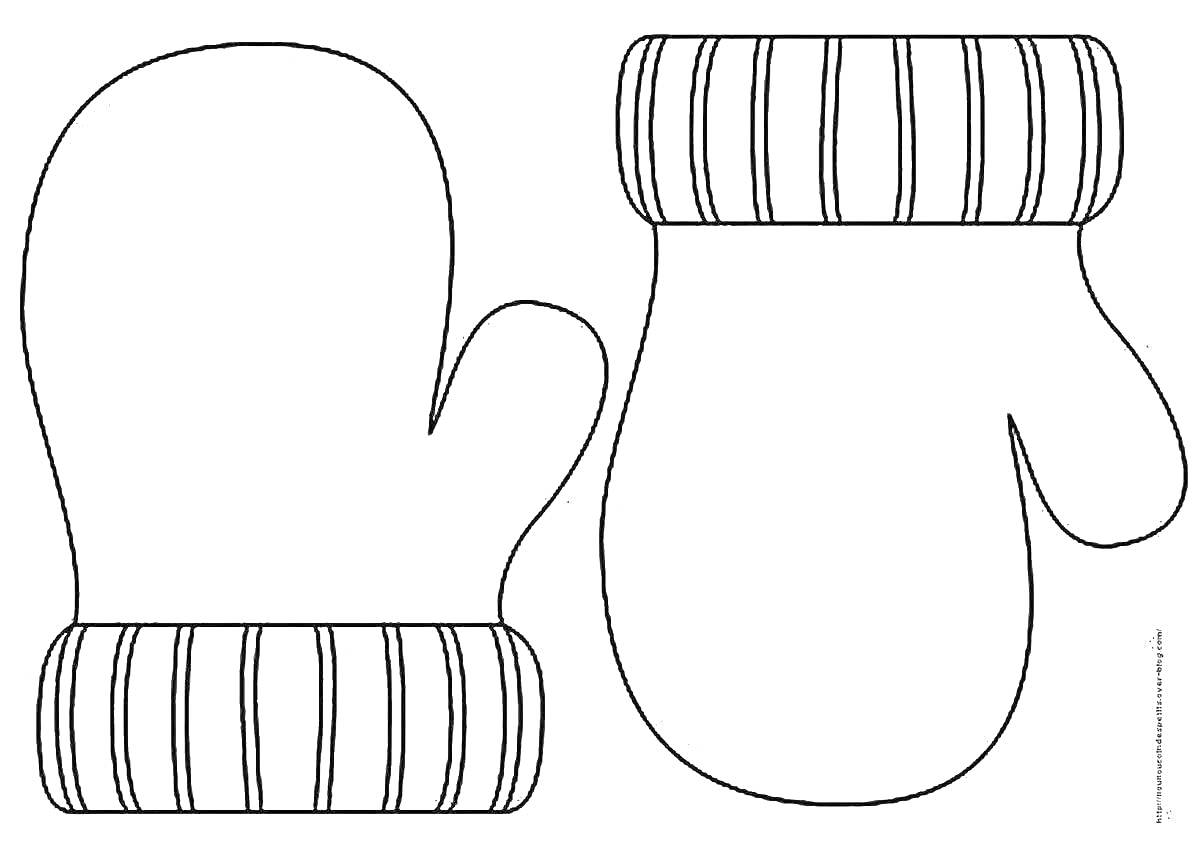 Раскраска Две варежки с узором на манжете
