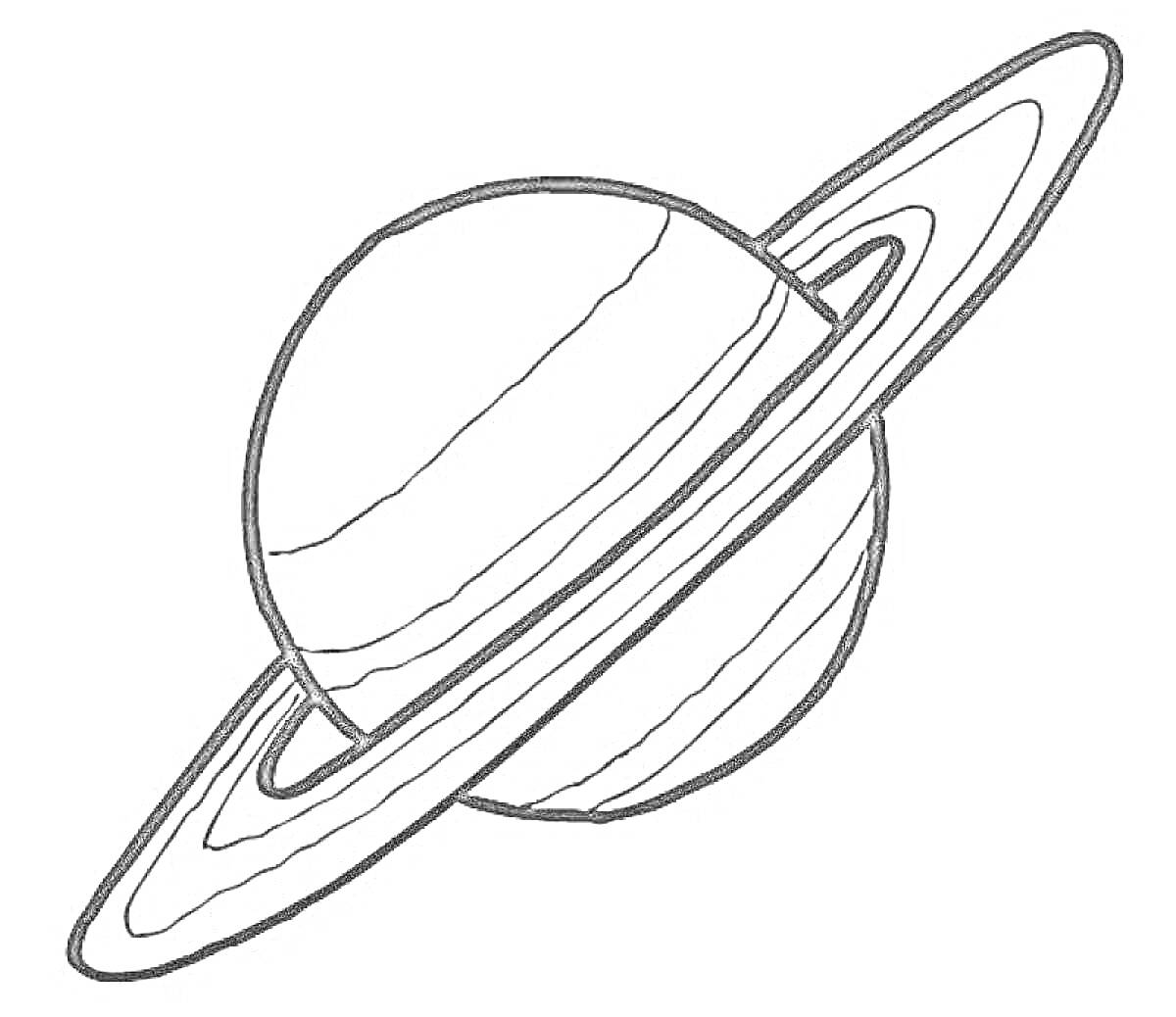 Раскраска Планета Сатурн с кольцами для раскраски