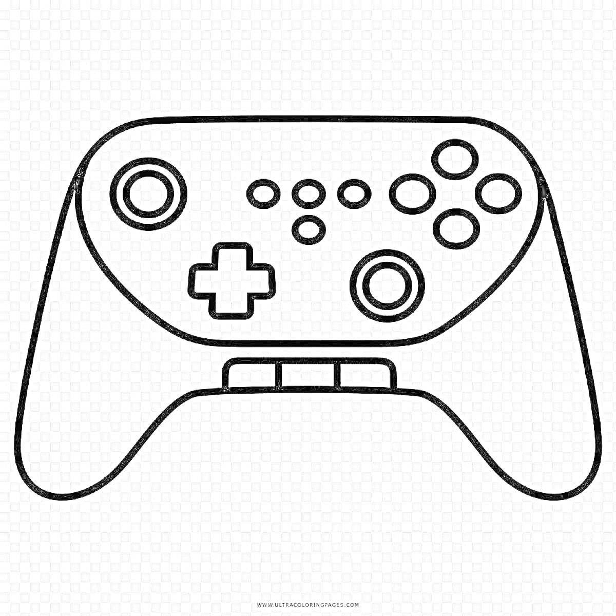 Раскраска Контроллер с кнопками и джойстиками для игровой приставки