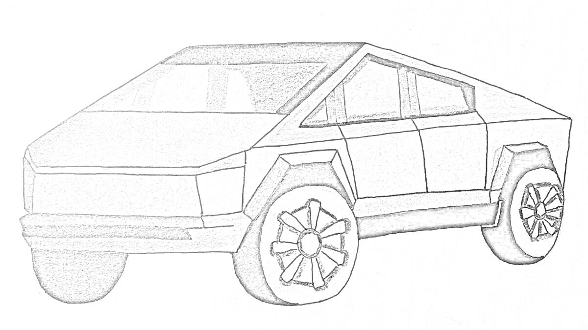Раскраска Тесла Кибертрак в фас стиле