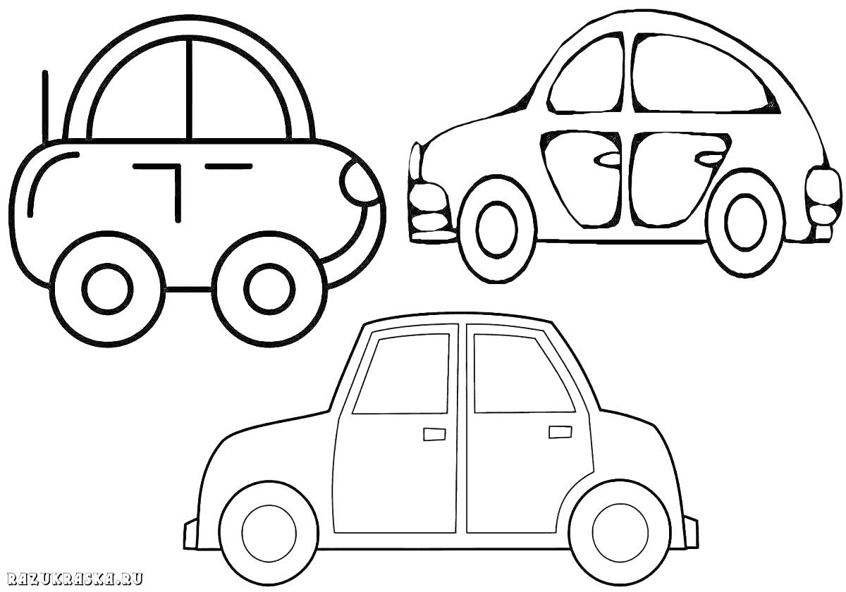 Раскраска Вырезалки для детей: три машинки