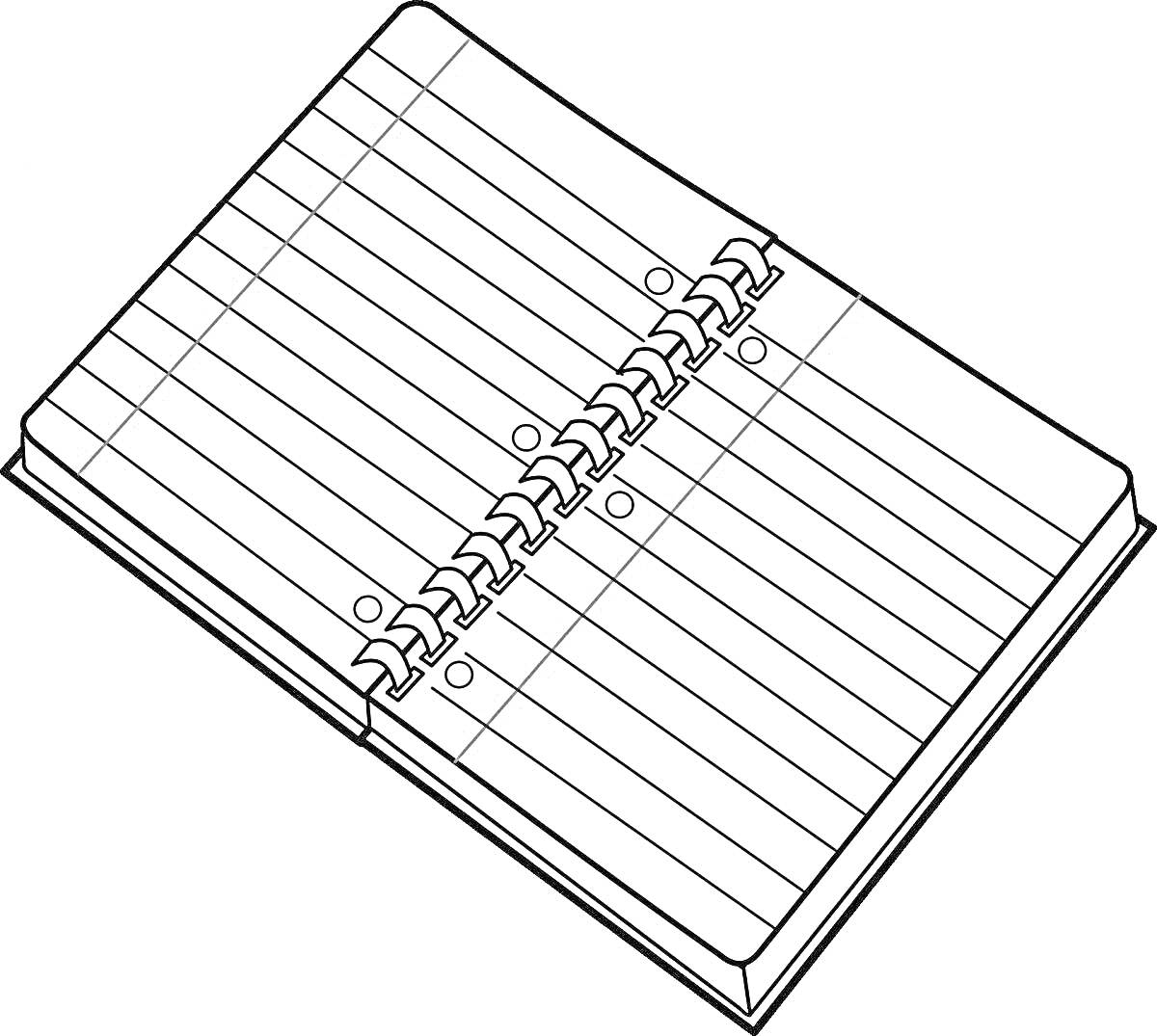 Раскраска Тетрадь с кольцевым механизмом и линованными страницами