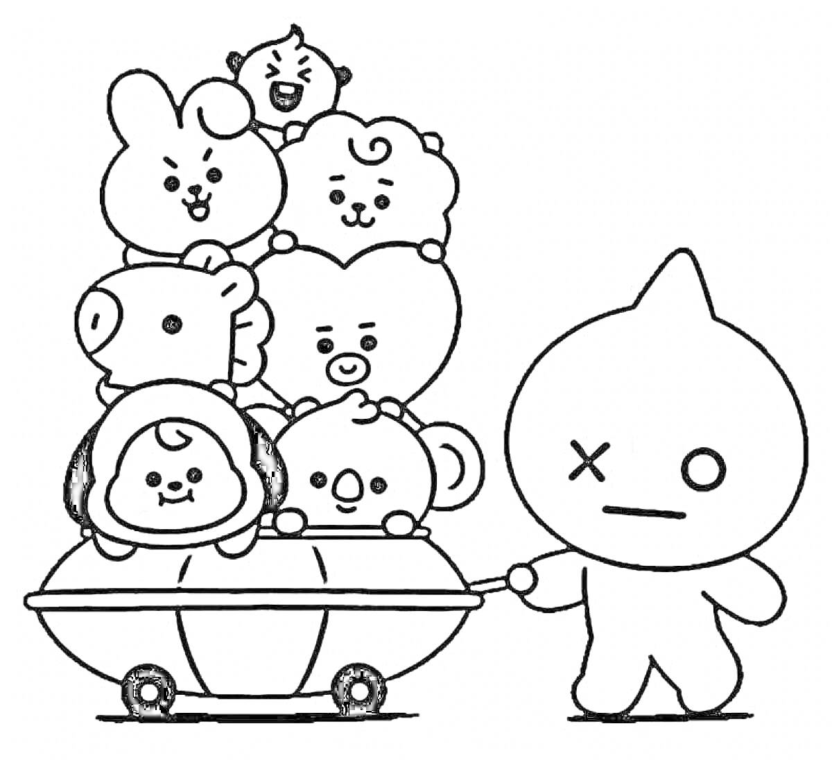 На раскраске изображено: BT21, Каракули