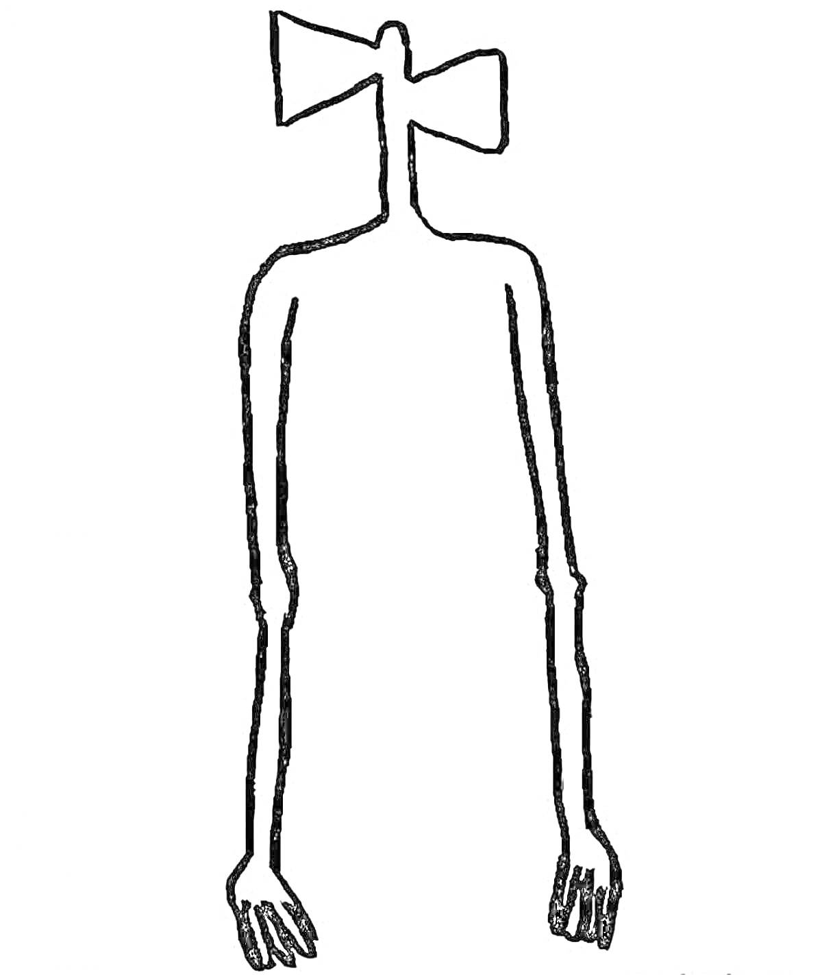 Раскраска Сиреноголовый с длинными руками и сиреной вместо головы
