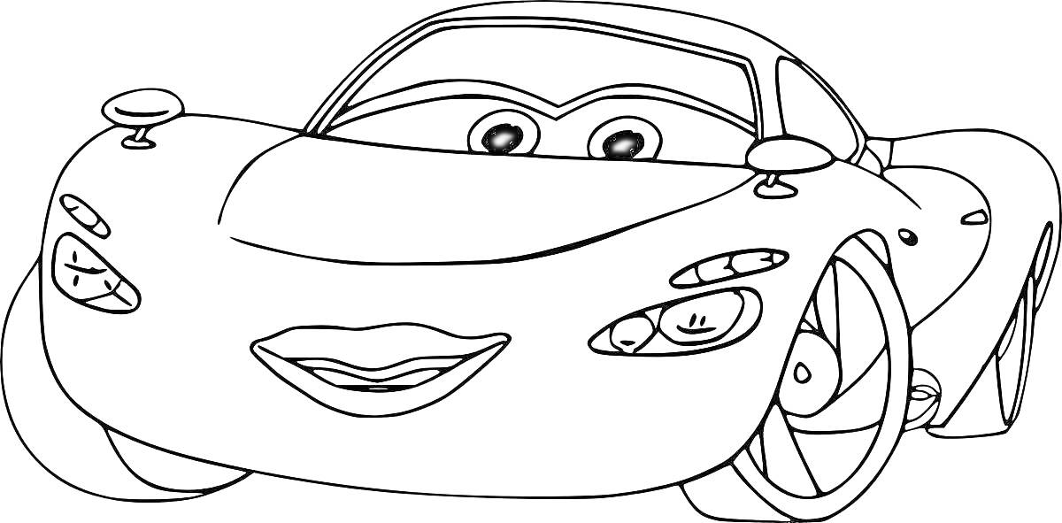 Раскраска Машина с женским лицом из анимационного фильма 