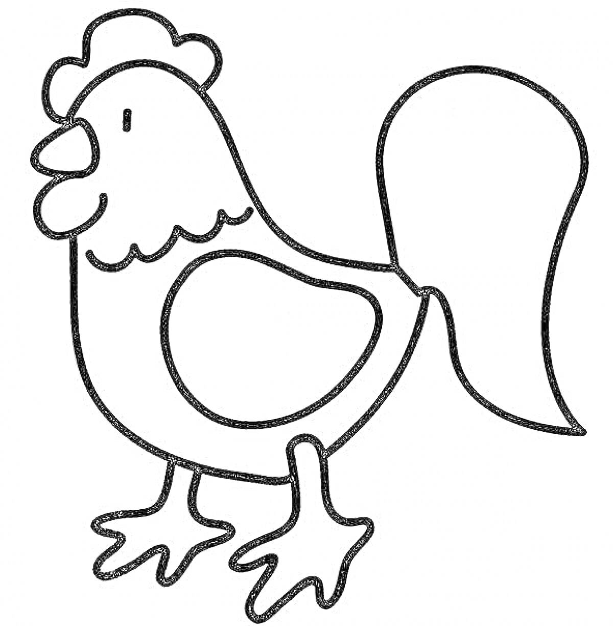 Раскраска Раскраска петушка с гребешком, клювом, хвостом и лапками для малышей