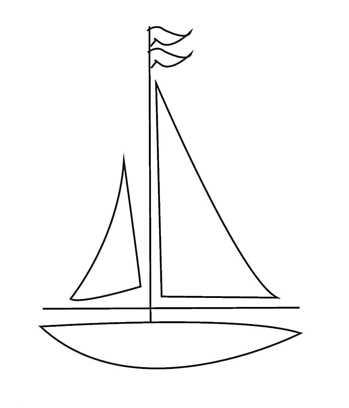 На раскраске изображено: Лодка, Мачта, Корабль, Транспорт, Море, Суда, Плавание