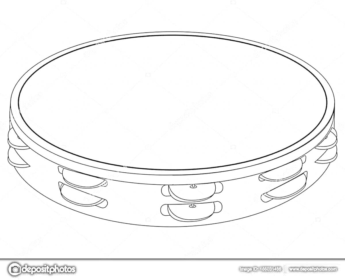 Раскраска Бубен с металлическими тарелочками