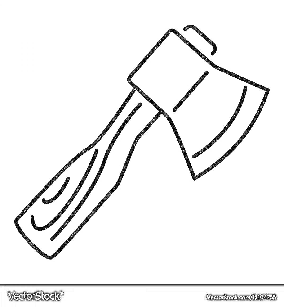 Раскраска Топор для детей с деревянной ручкой и металлическим лезвием