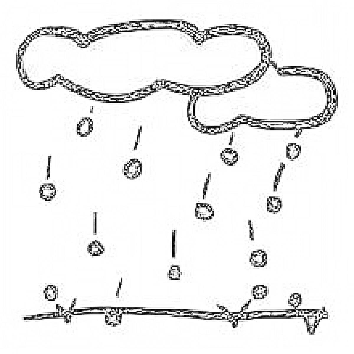 На раскраске изображено: Облака, Дождь, Природа, Небо, Погода