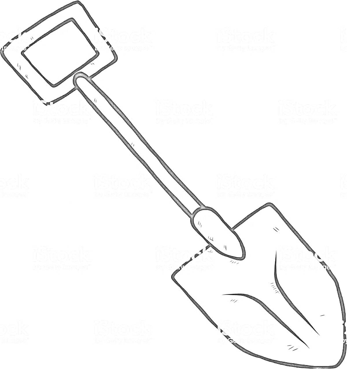 На раскраске изображено: Лопата, Инструмент, Лезвие, Садоводство