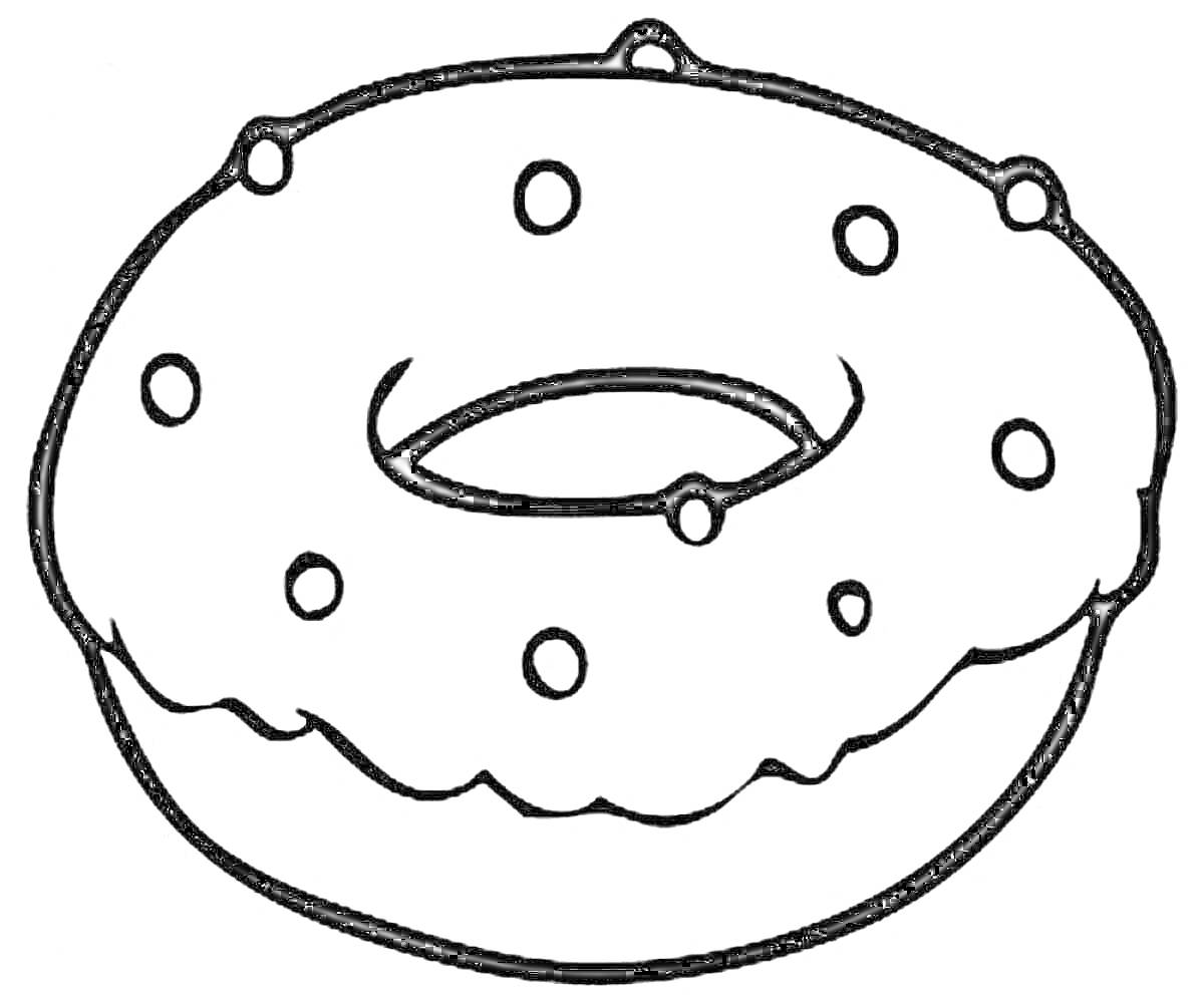 Раскраска Пончик с глазурью и посыпкой