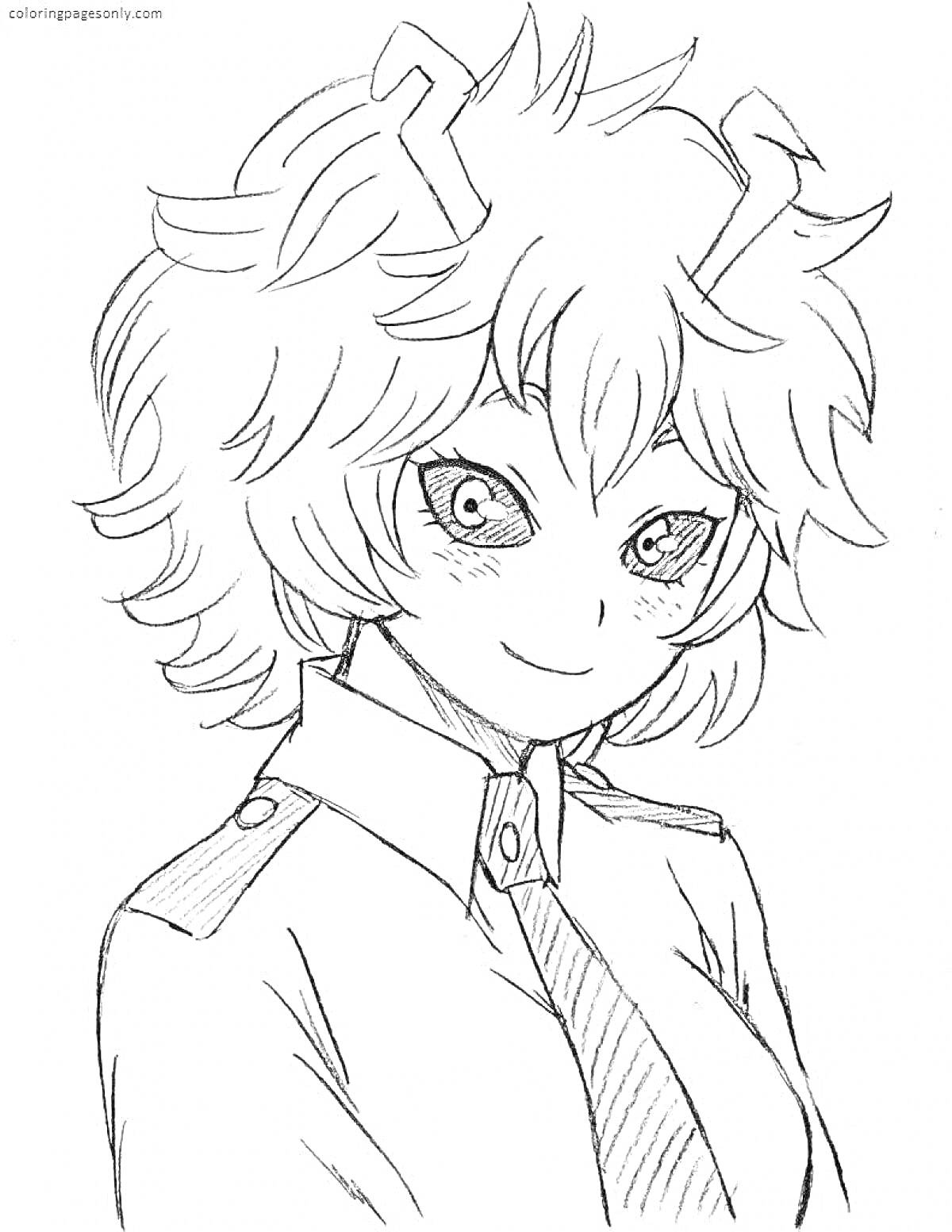 Раскраска Девушка с рожками и в форме