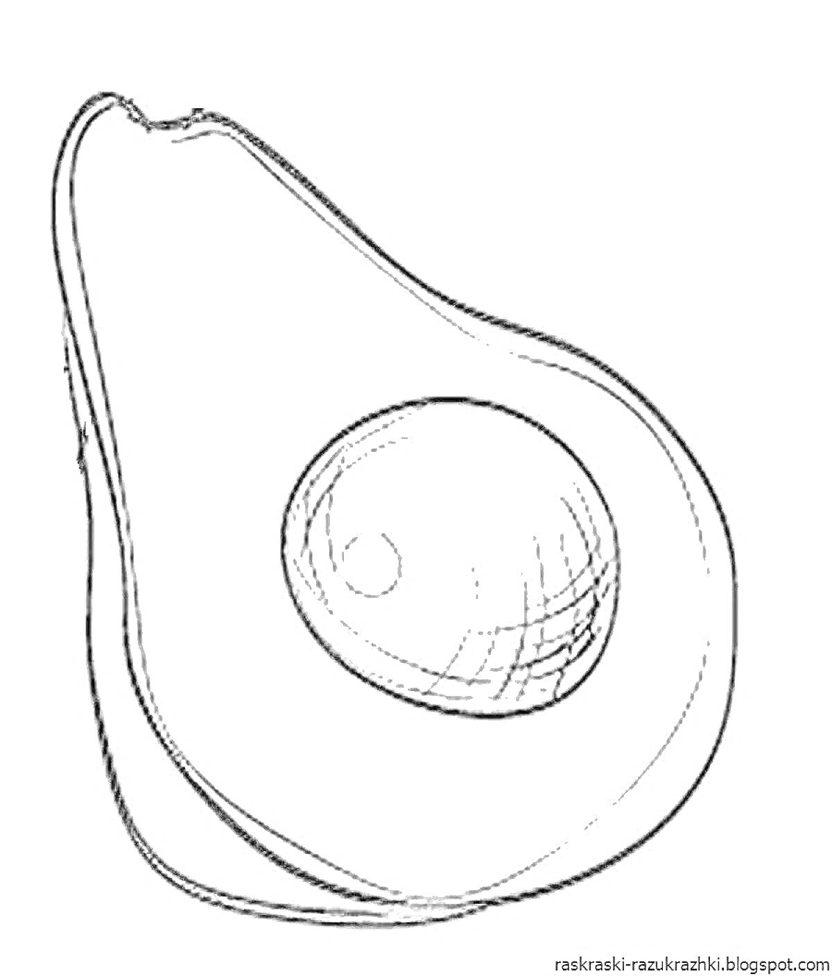 Раскраска Половинка авокадо с косточкой для раскрашивания