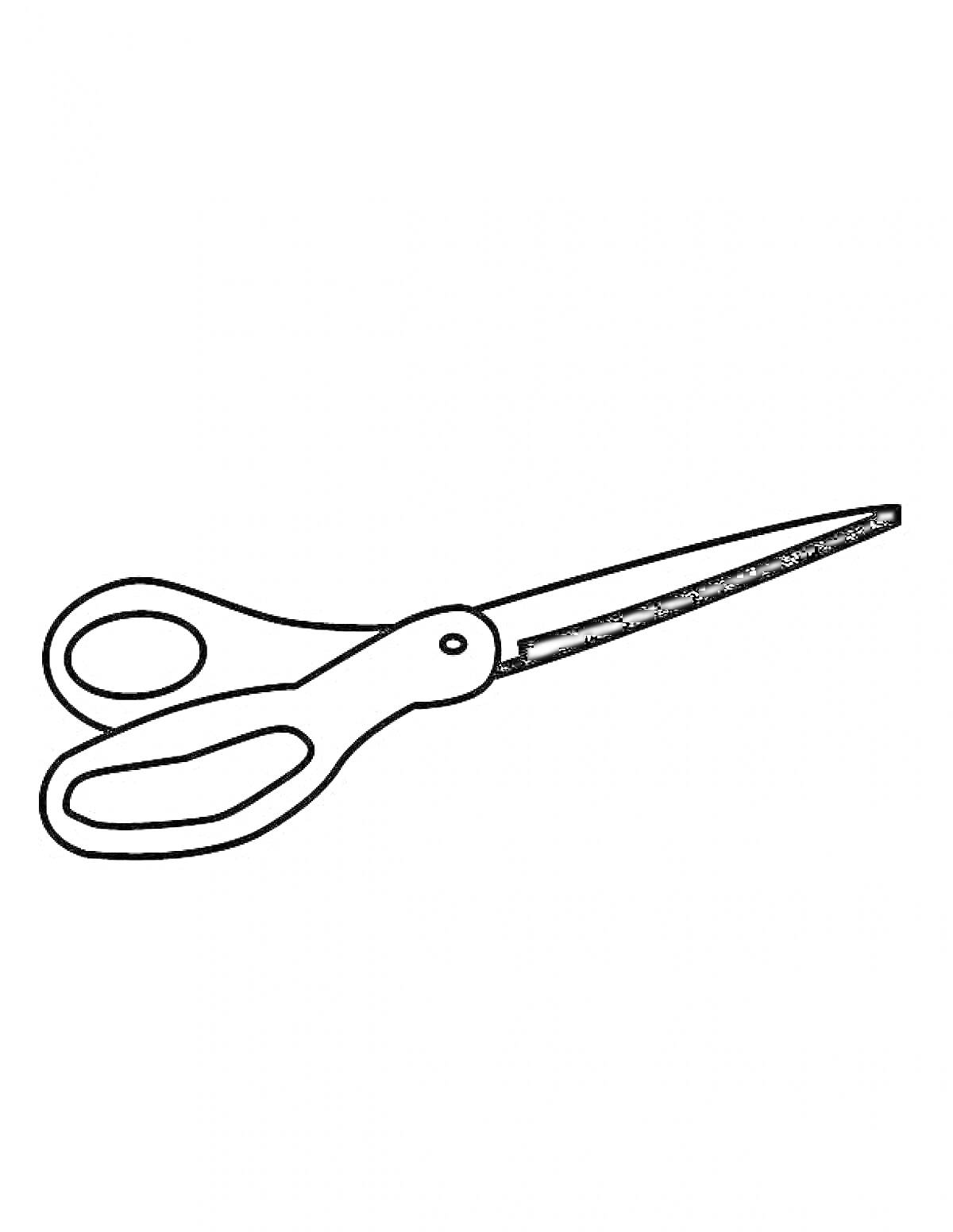 Раскраска Ножницы с двумя закругленными рукоятками и острыми лезвиями
