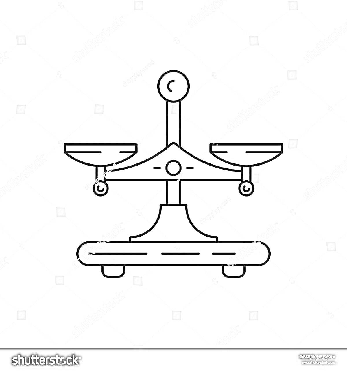 Раскраска Весы с двумя чашами на подставке