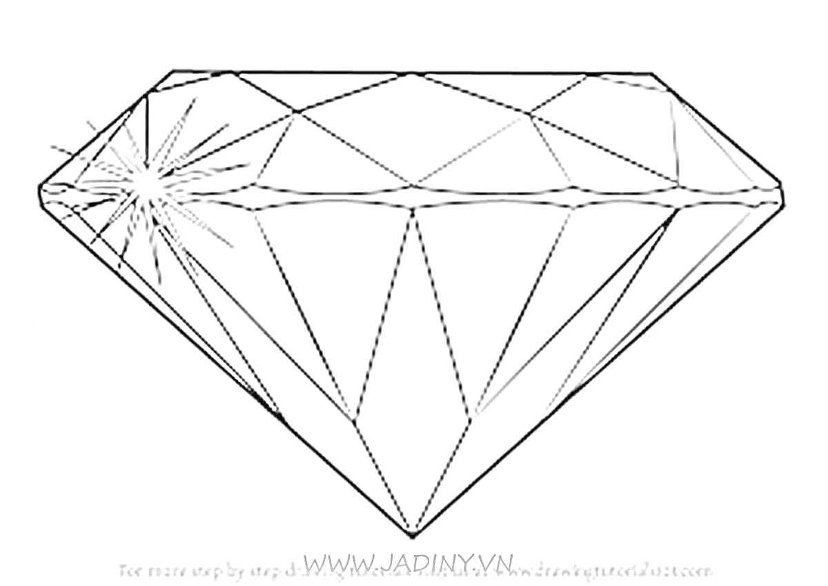 Раскраска Кристалл в форме бриллианта с отражением света