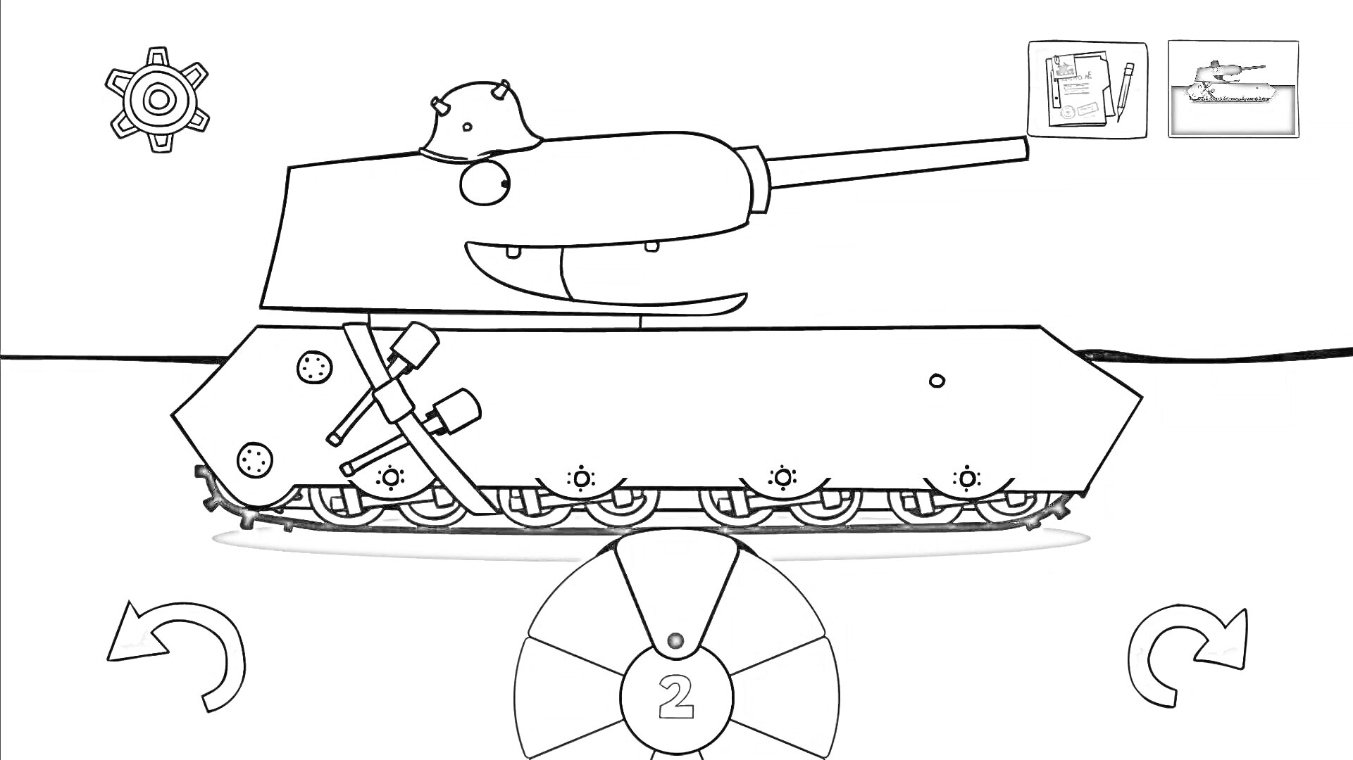 На раскраске изображено: Кисточки, Шляпа, Мультяшный танк