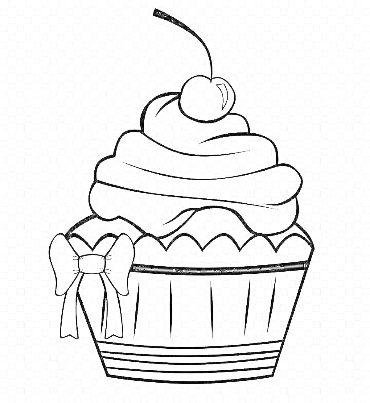 На раскраске изображено: Крем, Бант, Выпечка